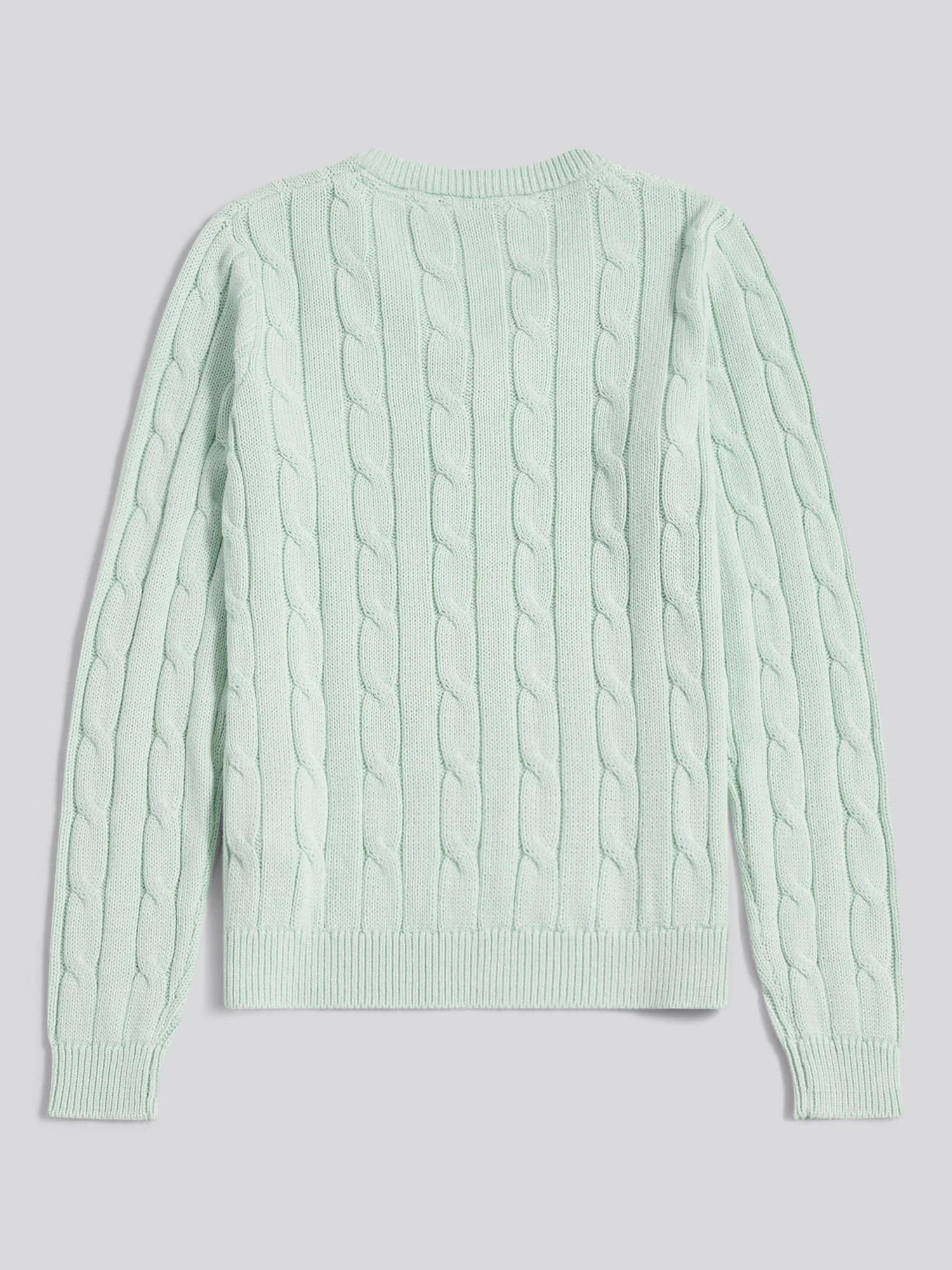 Womens V-Neck Cable Jumper Misty Jade
