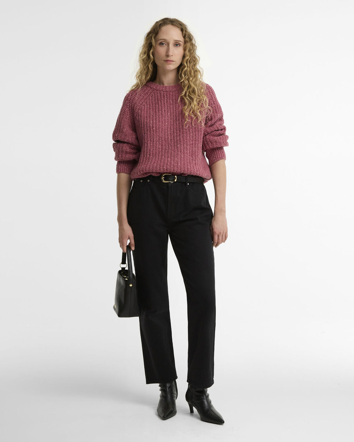 Alderney Wool-Blend Crew Neck Jumper - Tea Rose