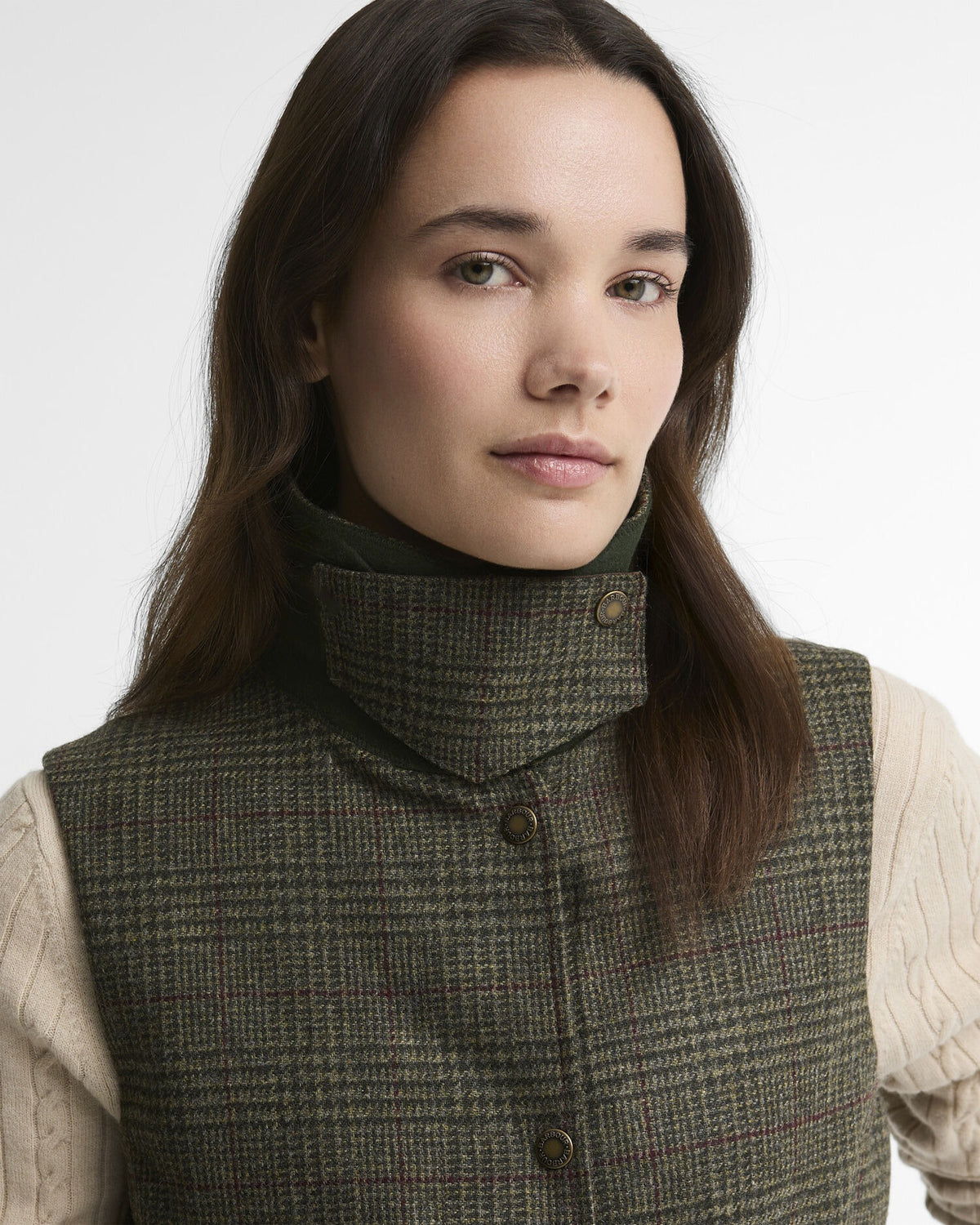 Joyce Wool Gilet - Olive Price Of Wales Check