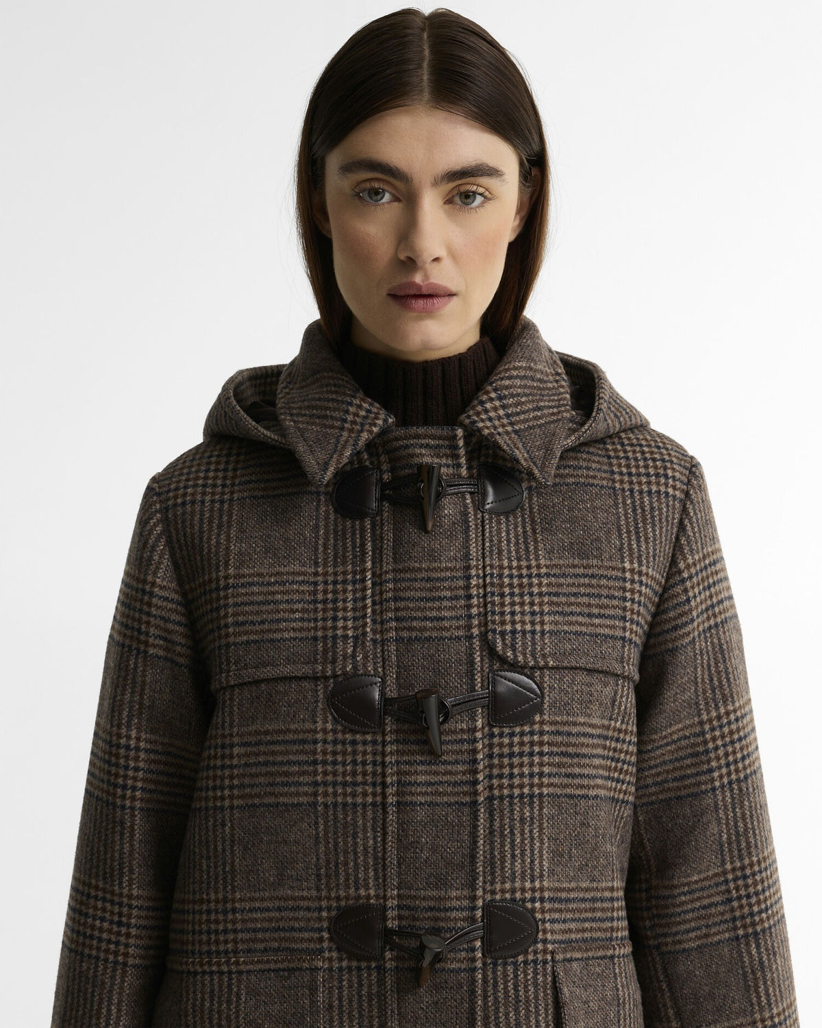 Melody Check Wool Duffle Coat - Prince Of Wales/Ganache
