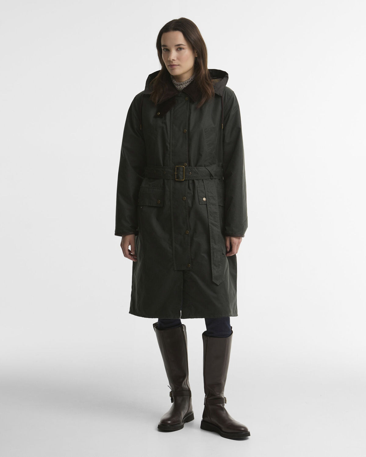 Antoinette Waxed Trench Coat - Sage/Classic