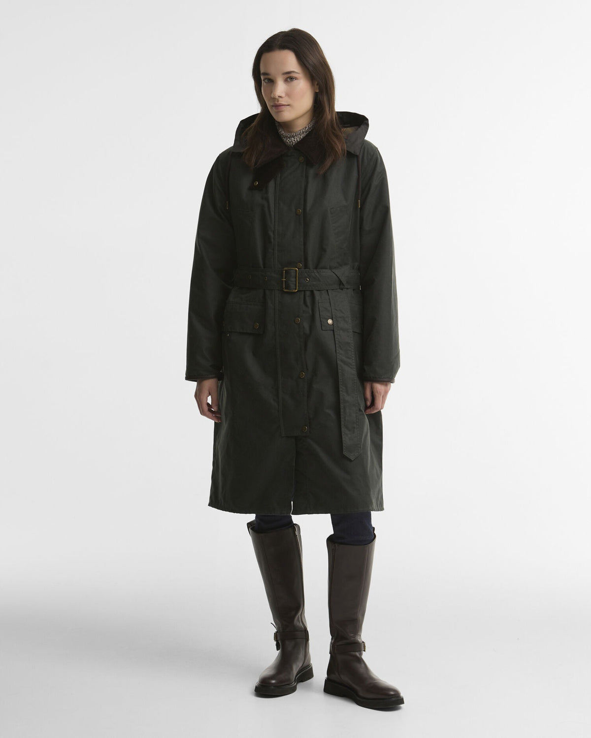 Antoinette Waxed Trench Coat - Sage/Classic
