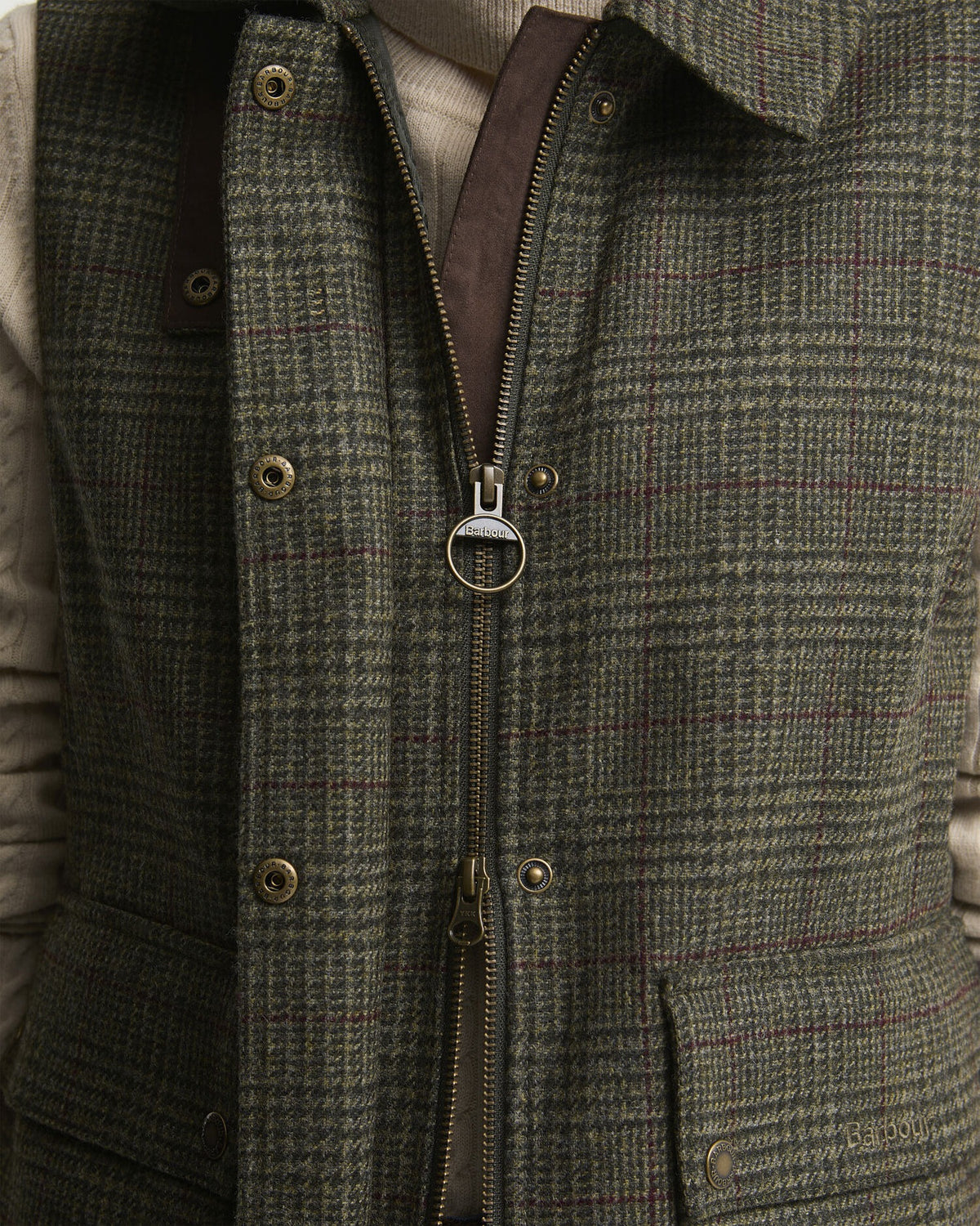 Joyce Wool Gilet - Olive Price Of Wales Check