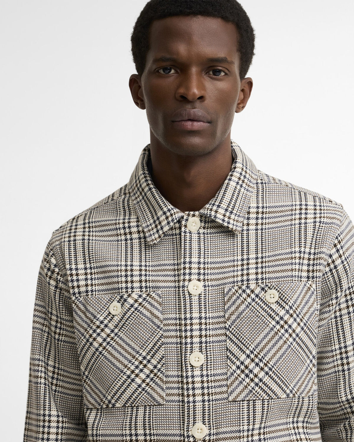 Alderney Houndstooth Overshirt - Whisper White