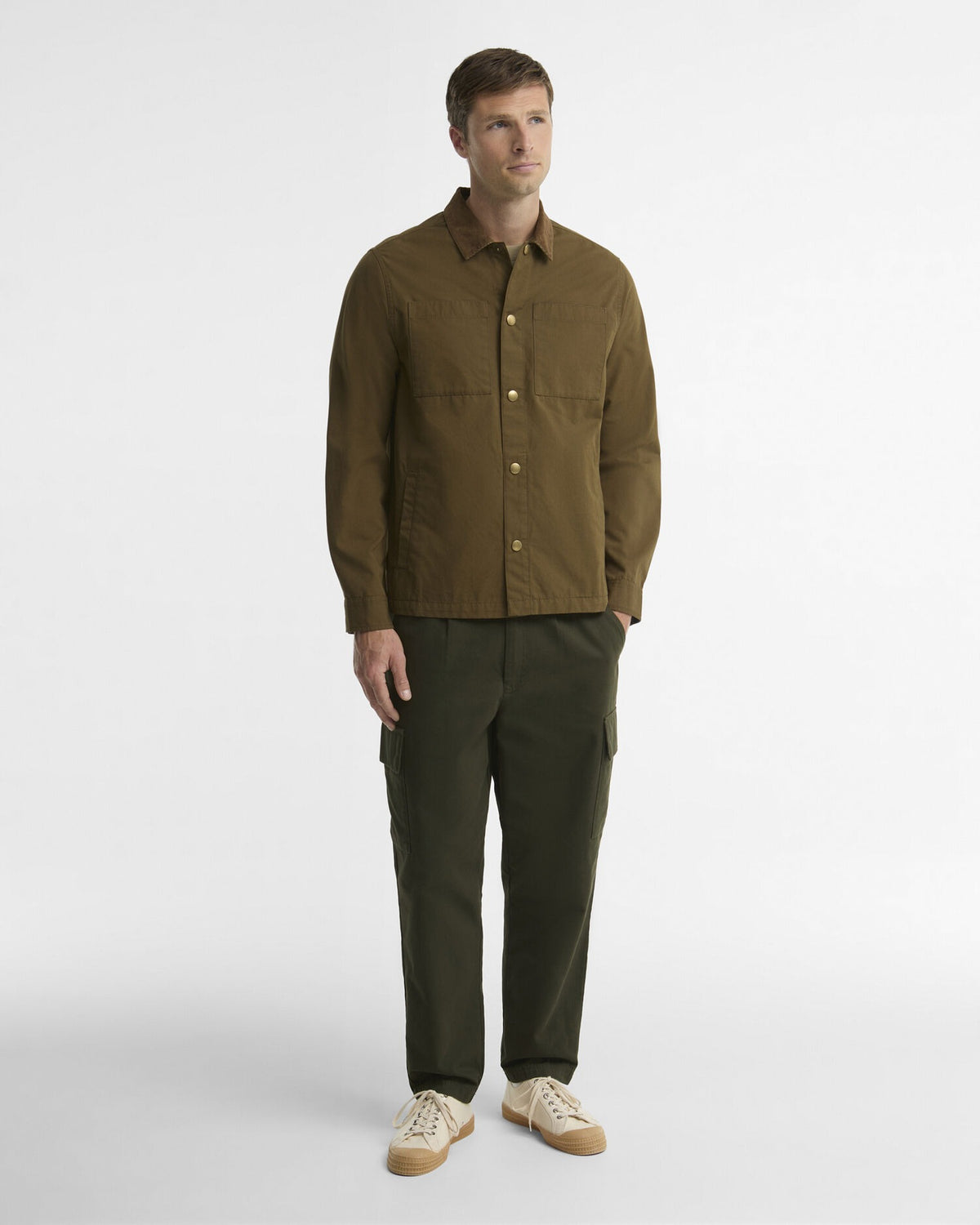 Cord Collar Twill Overshirt - Beech