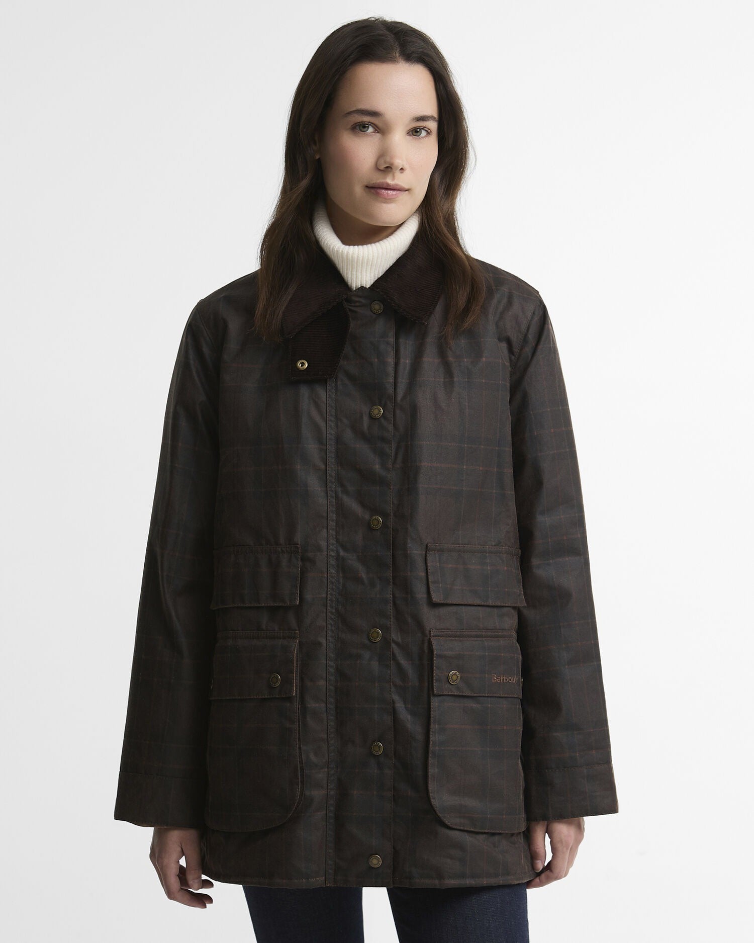 Modern Checked Border Waxed Jacket - Muted Tartan