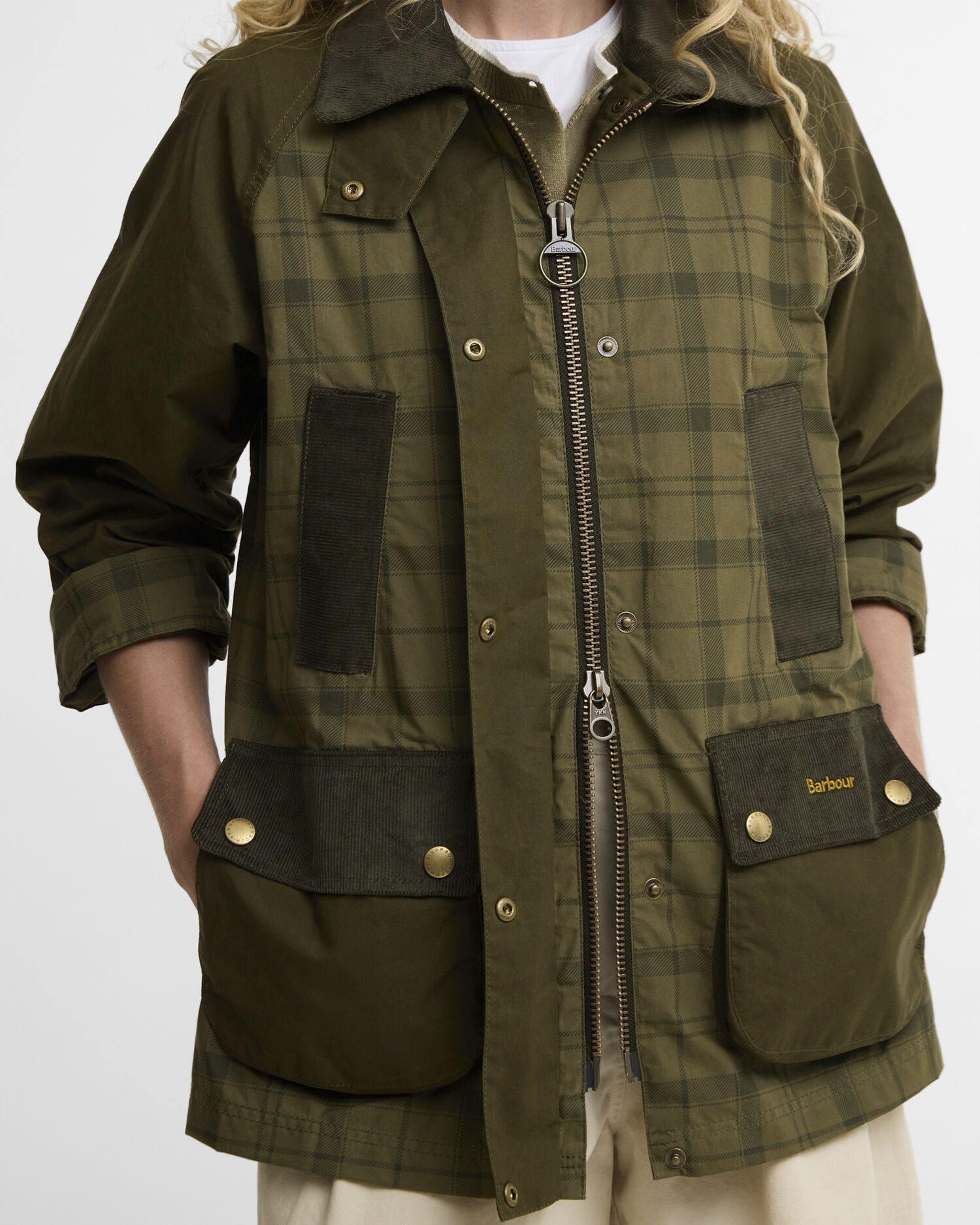 Modern Tartan Beadnell Casual Jacket - Dusky Green Tartan/Highland Olive