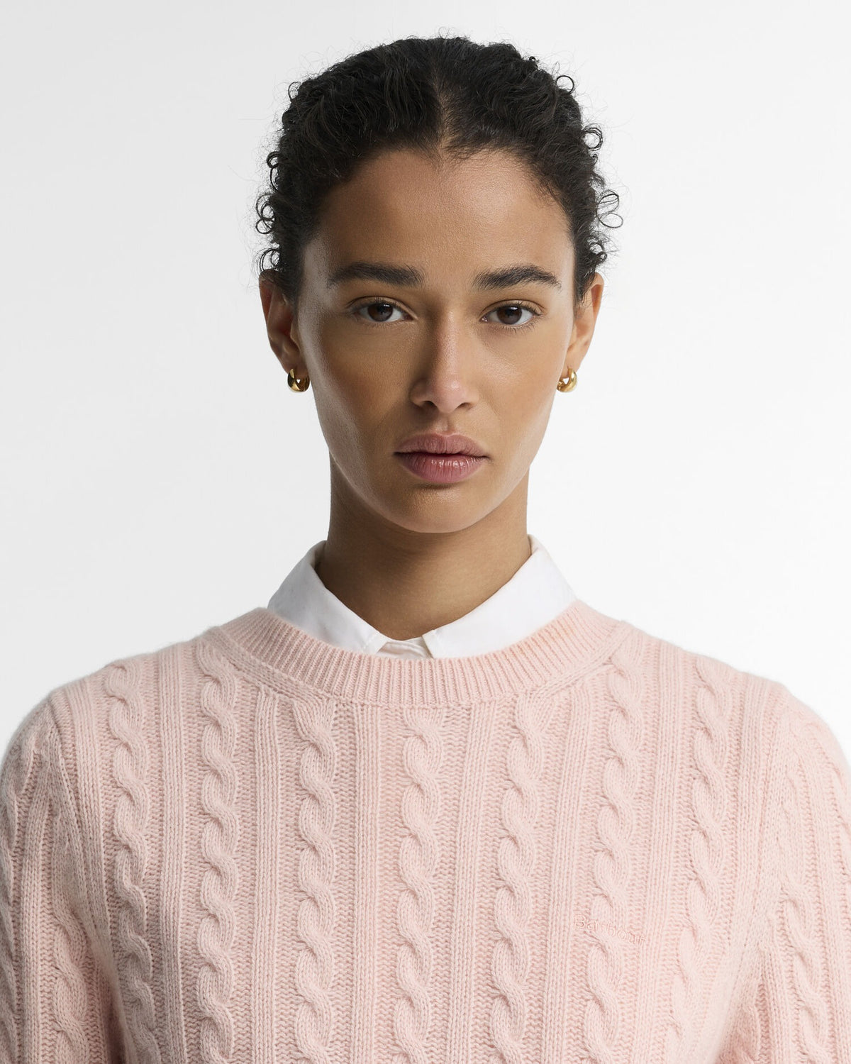 Ashdown Relaxed Wool-Blend Cable-Knit Jumper - Pink Blush