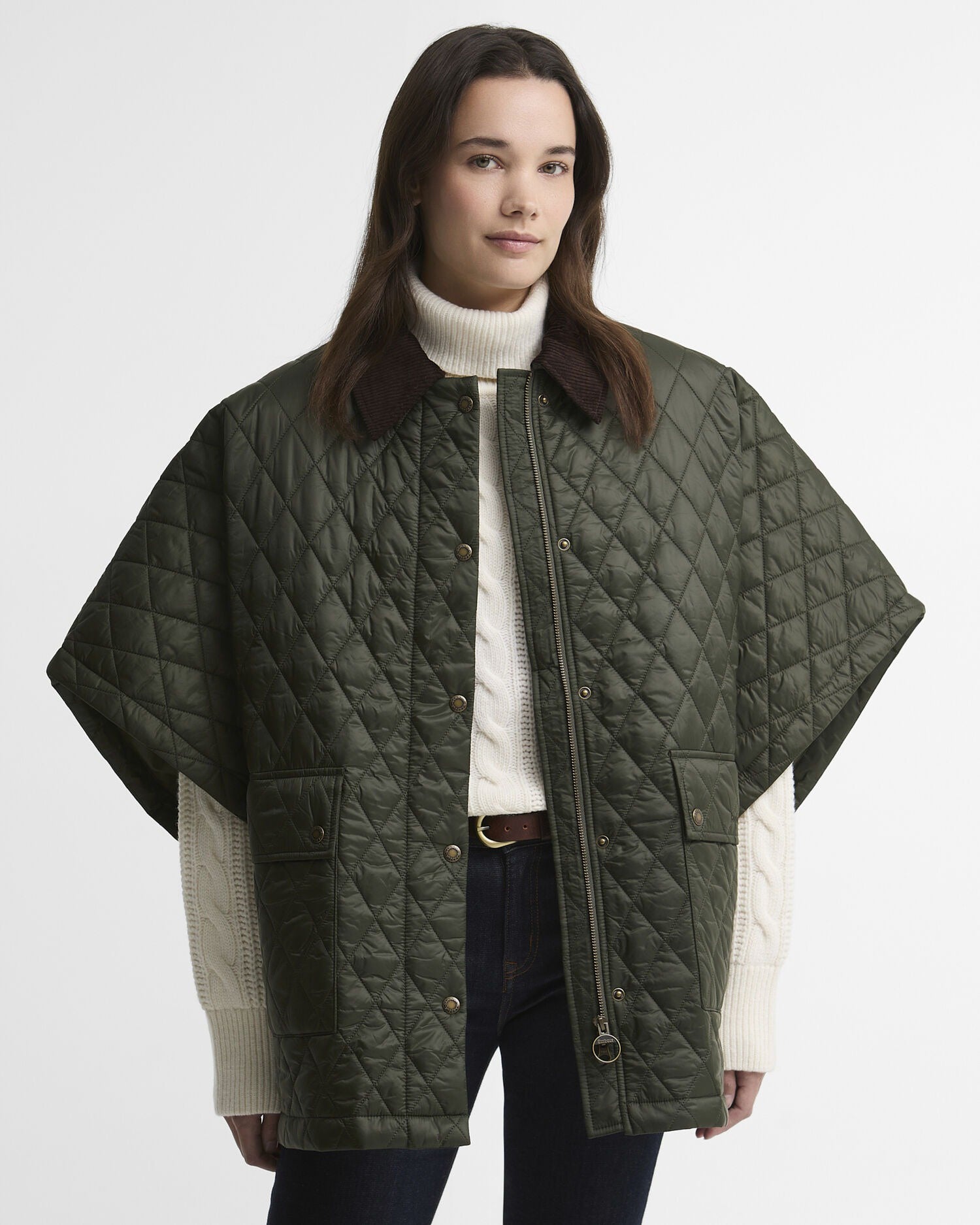 Mildred Quilted Cape - Olive/Shadow Classic