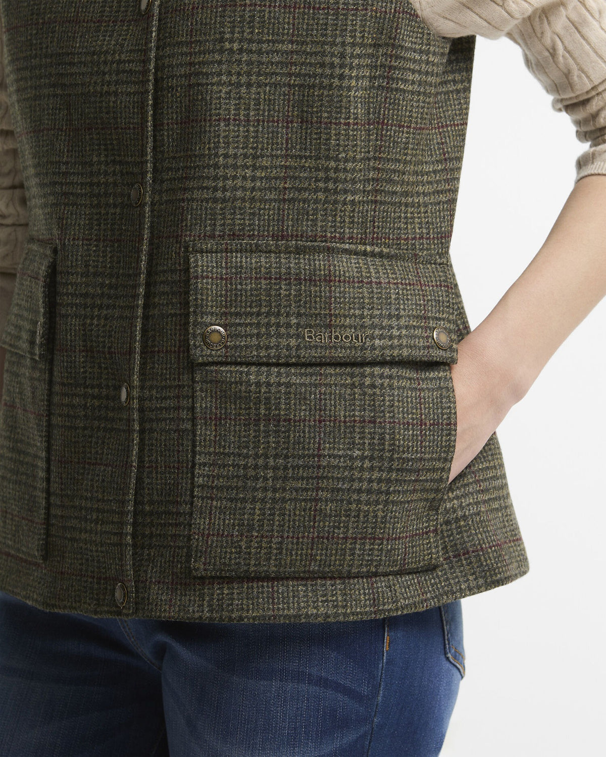 Joyce Wool Gilet - Olive Price Of Wales Check