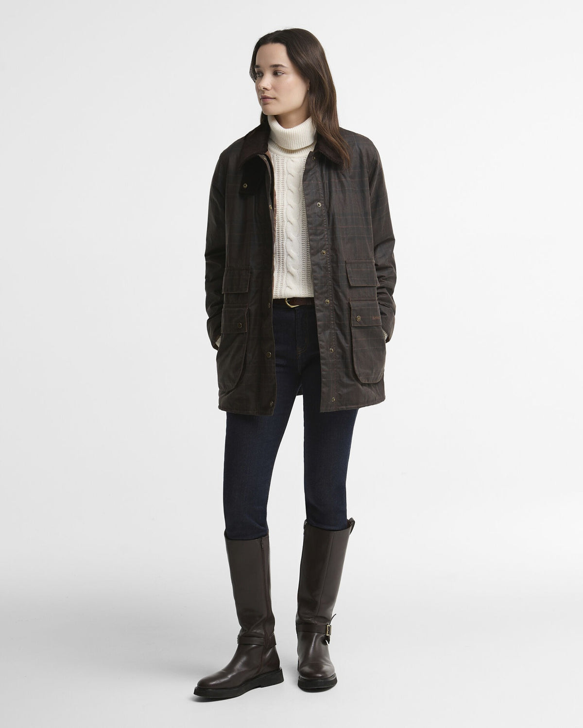 Modern Checked Border Waxed Jacket - Muted Tartan