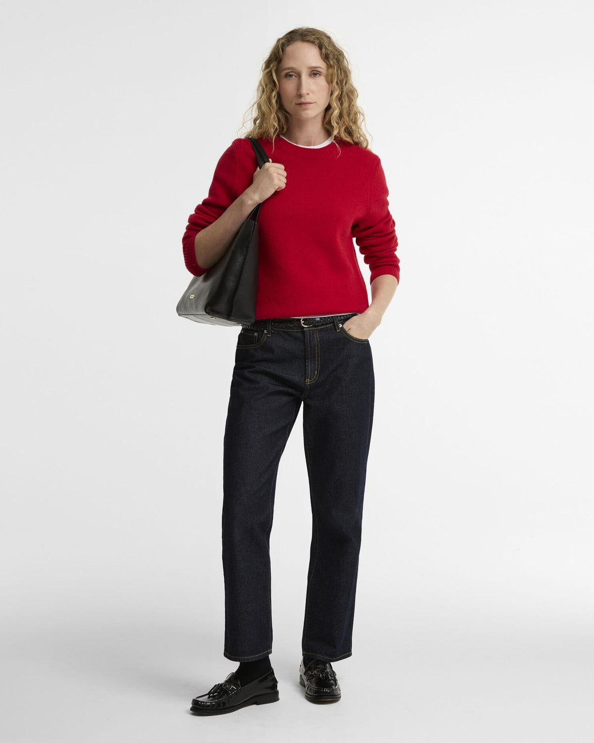 Woodhouse Wool-Cashmere Crew Neck Jumper - Crimson