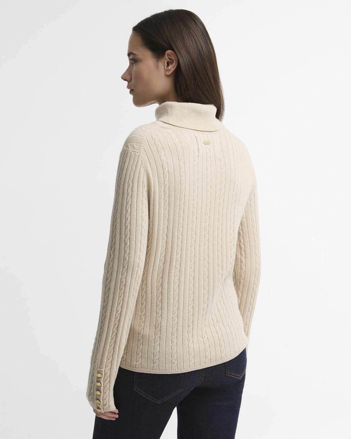 Georgette Cable Knit Rollneck Jumper - Birch