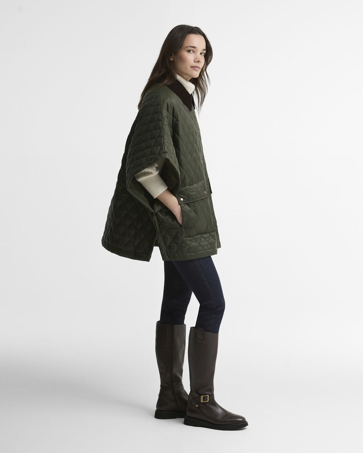 Mildred Quilted Cape - Olive/Shadow Classic