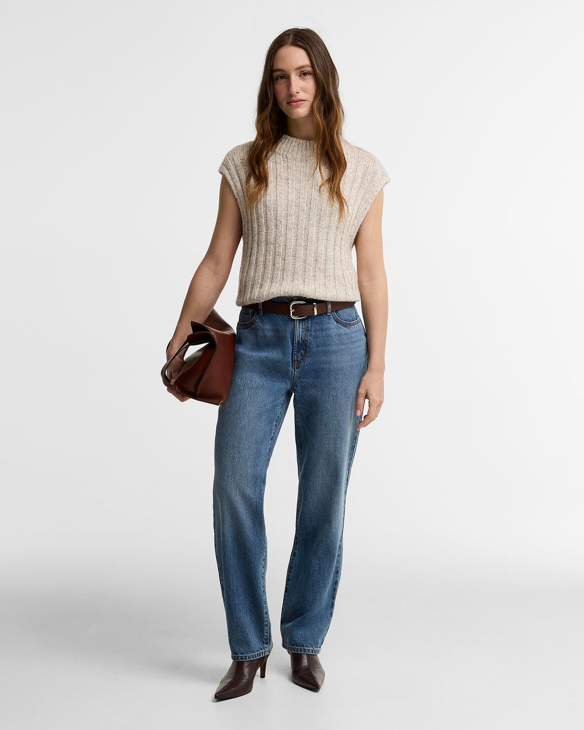 Adalyn High-Rise Straight Jeans - Mid Blue