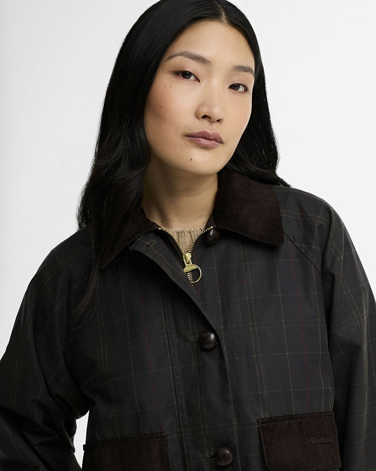Adina Checked Waxed Jacket - Classic Tartan