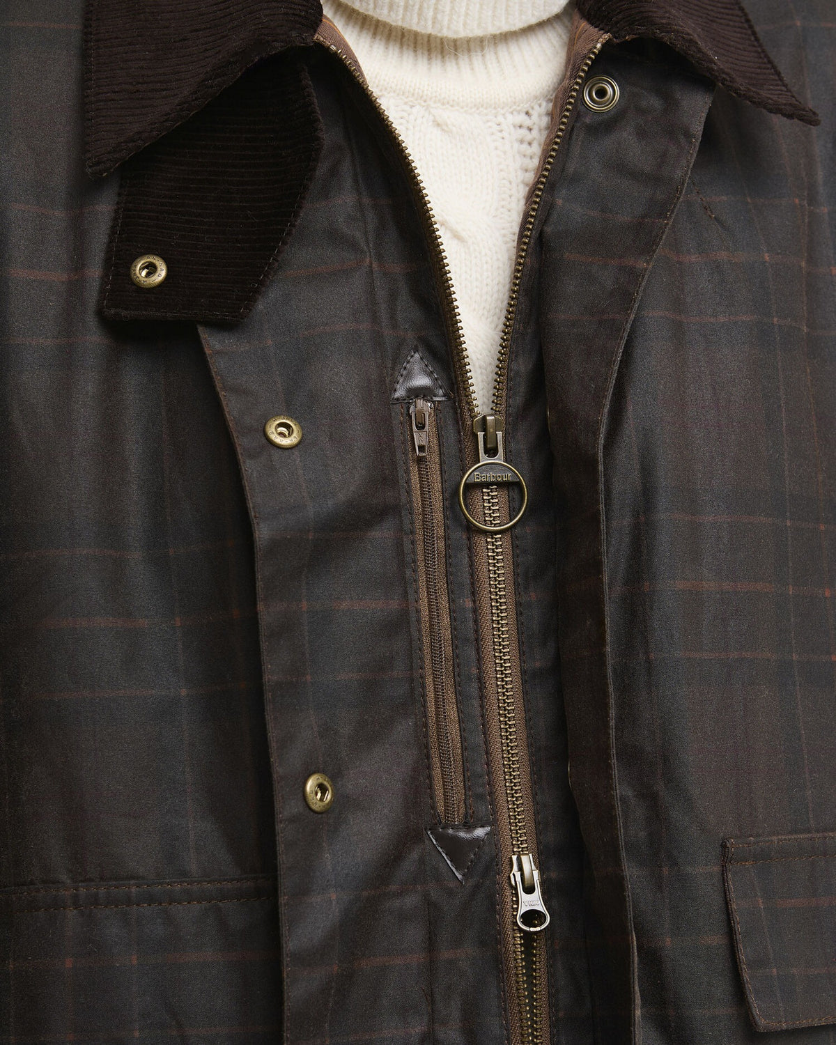 Modern Checked Border Waxed Jacket - Muted Tartan