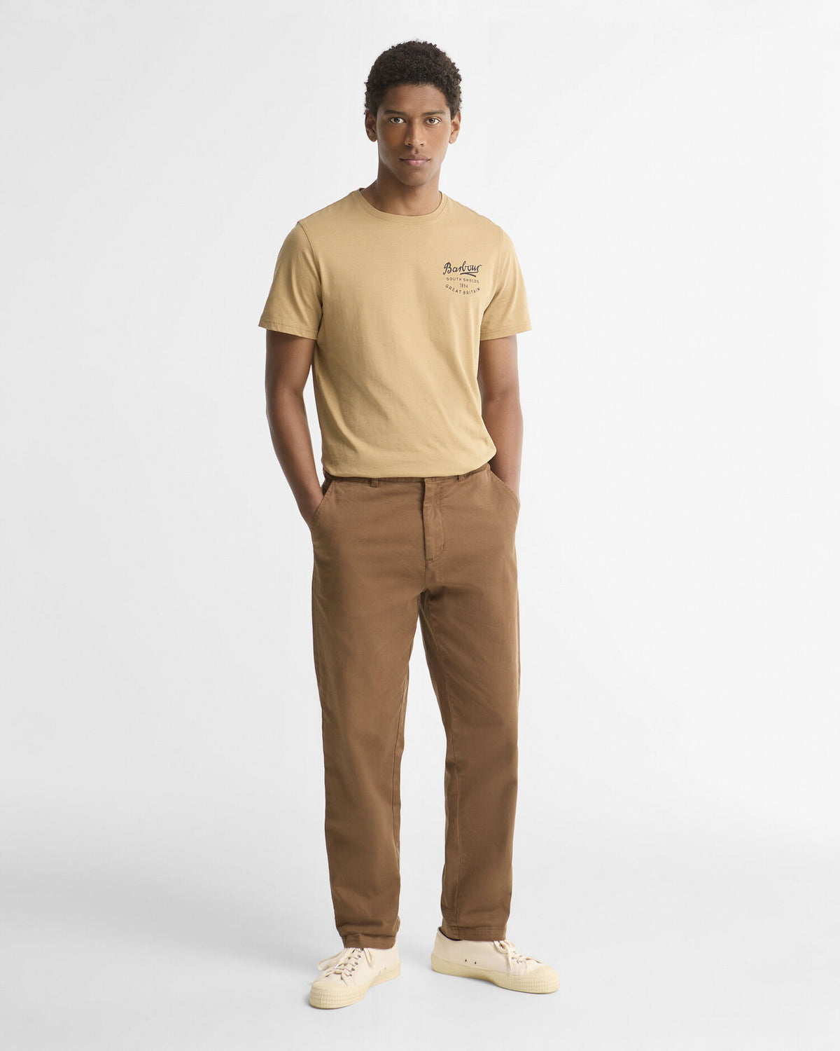 Washed Stretch Tailored Trousers - Dark Sand