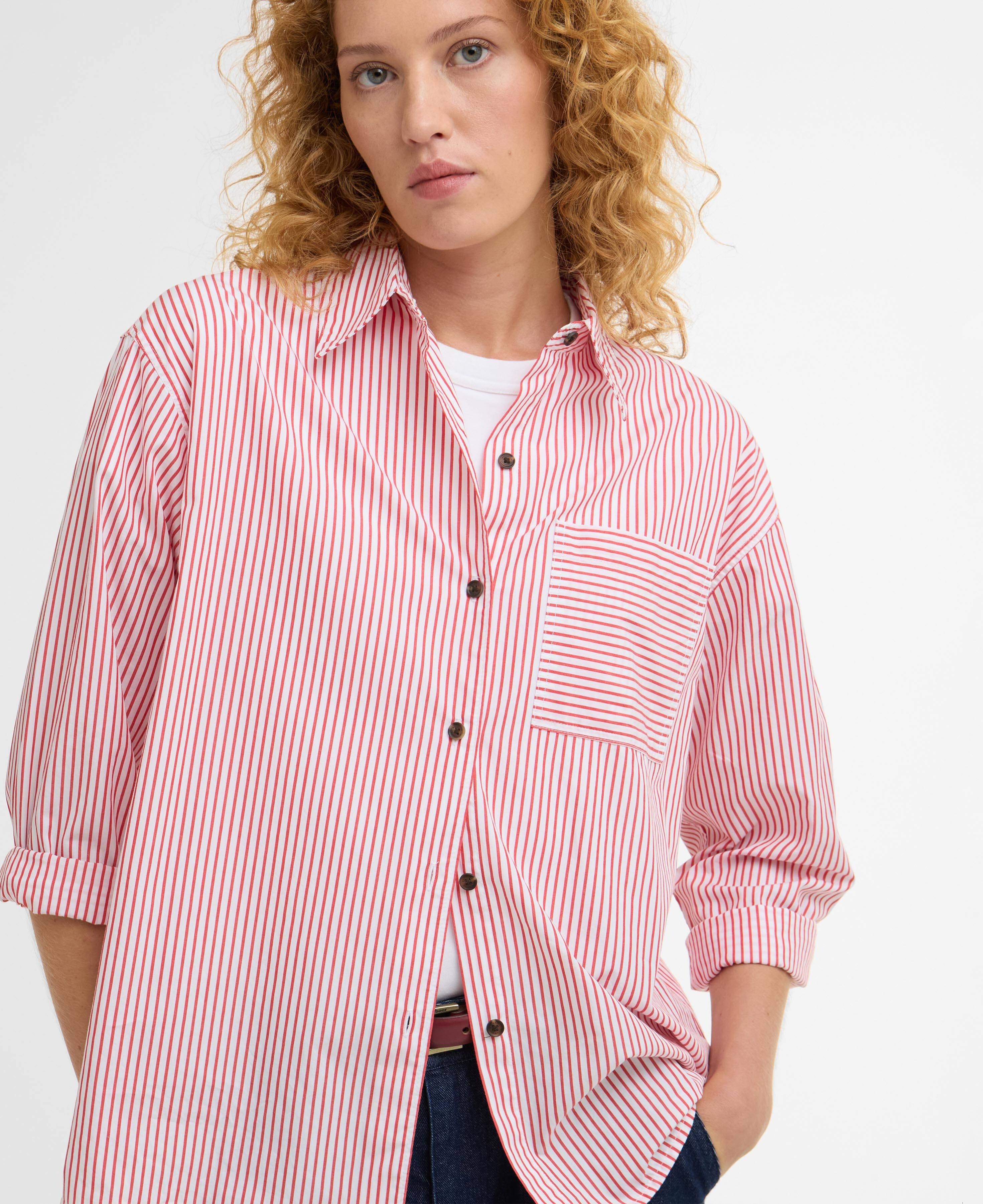 Polly Striped Relaxed Shirt - Poppy Red Stripe