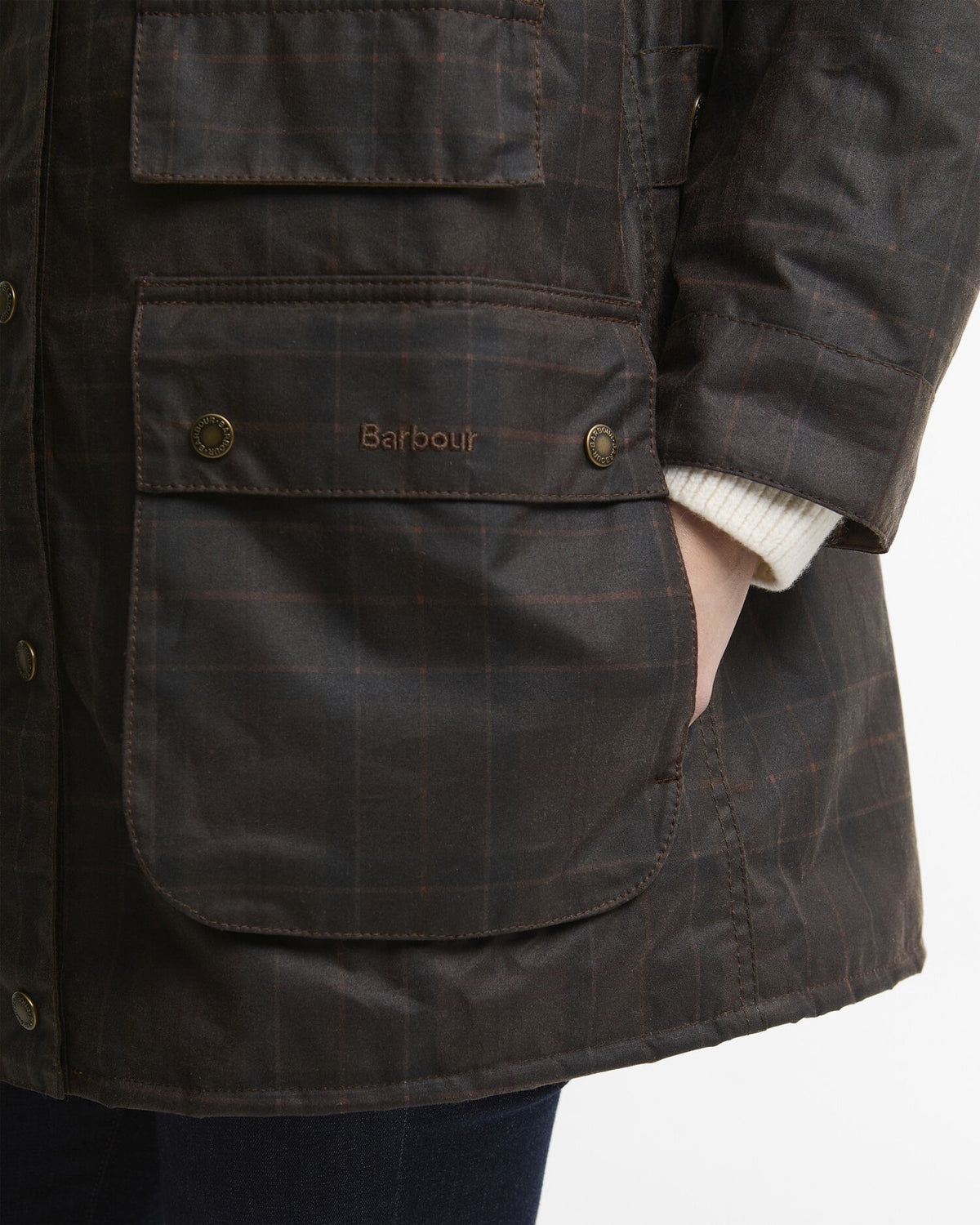 Modern Checked Border Waxed Jacket - Muted Tartan