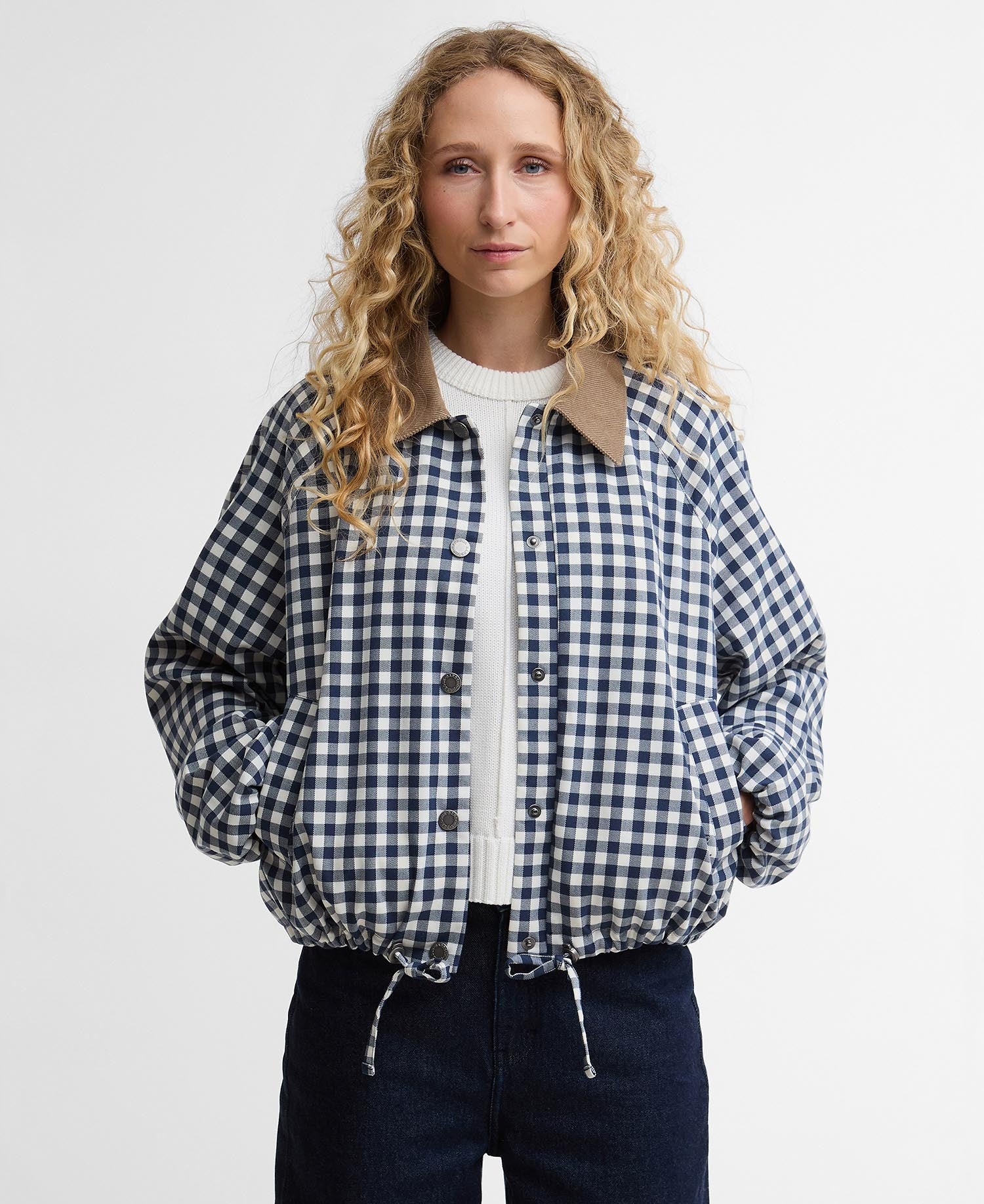 Ovingham Casual Jacket - Gingham Navy/ Neutral