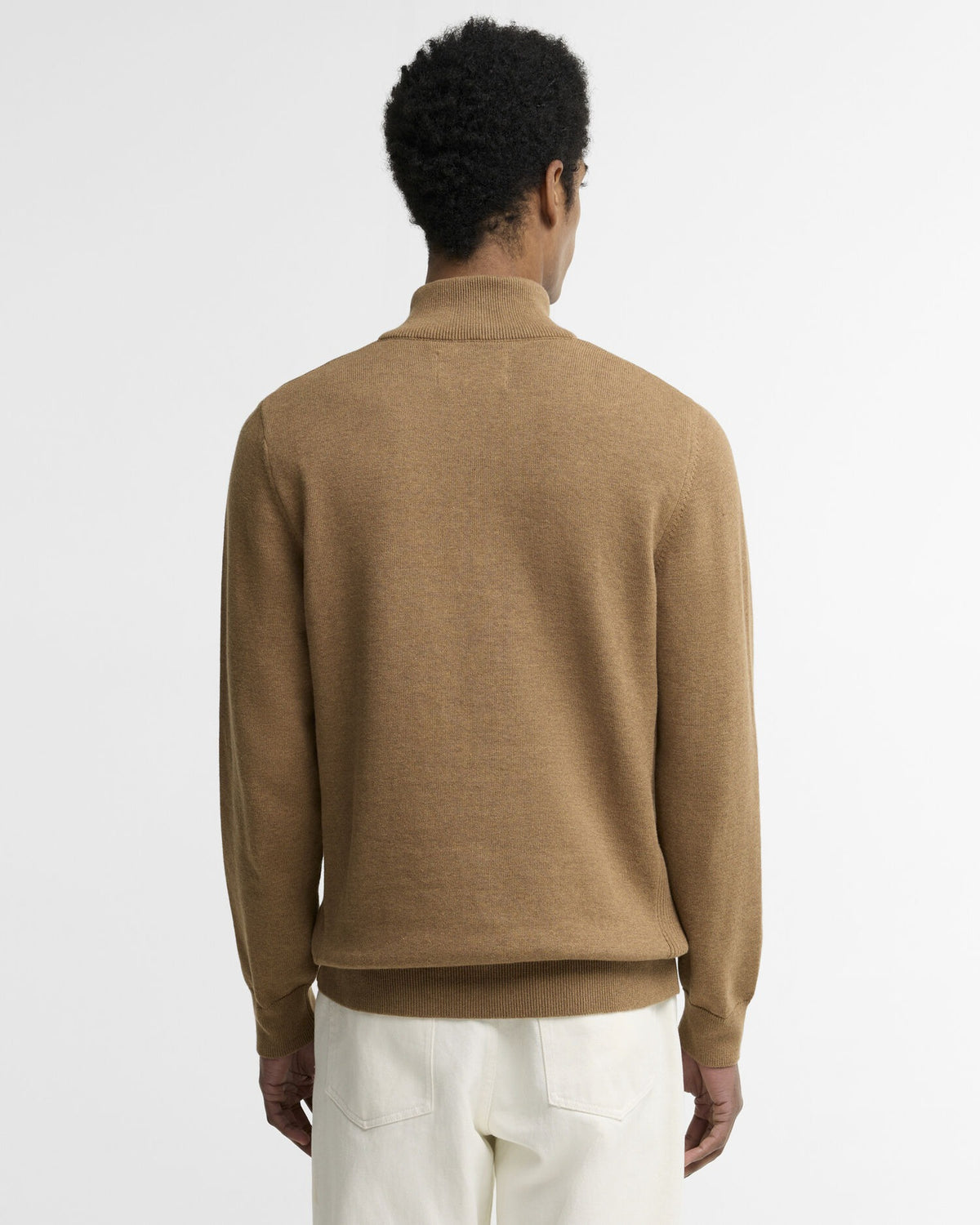 Cotton Quarter-Zip Jumper - Sandstone