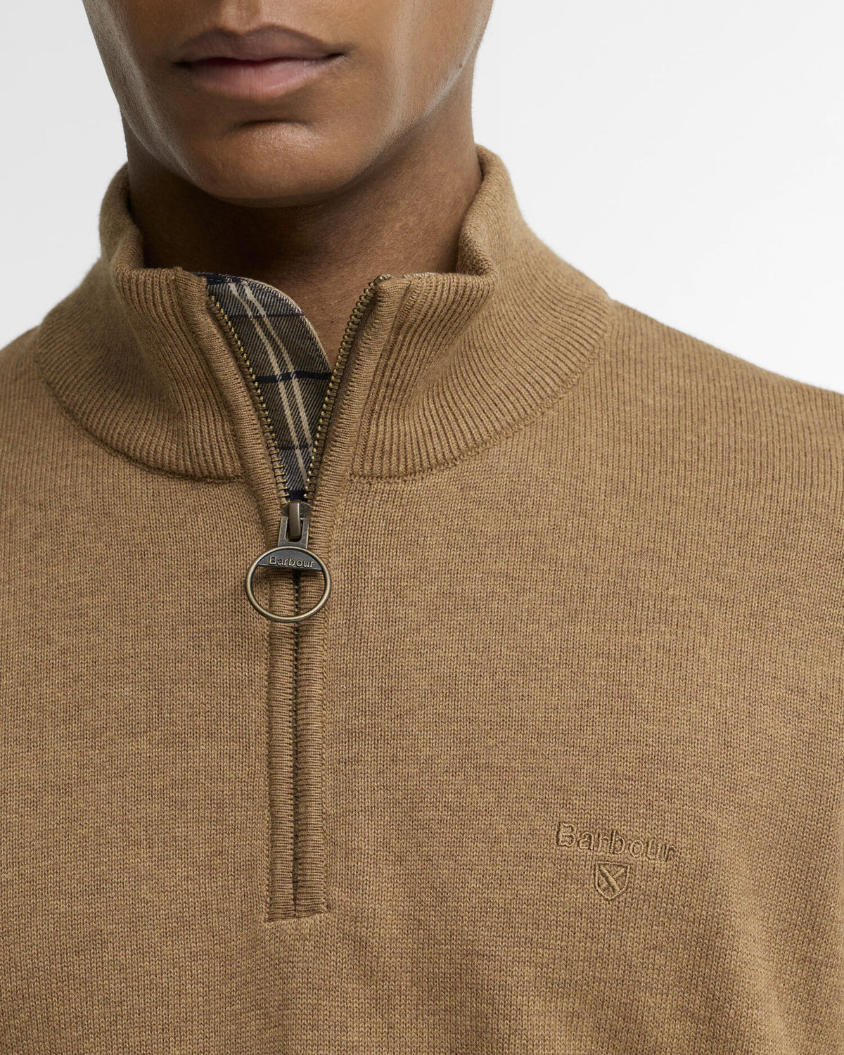 Cotton Quarter-Zip Jumper - Sandstone