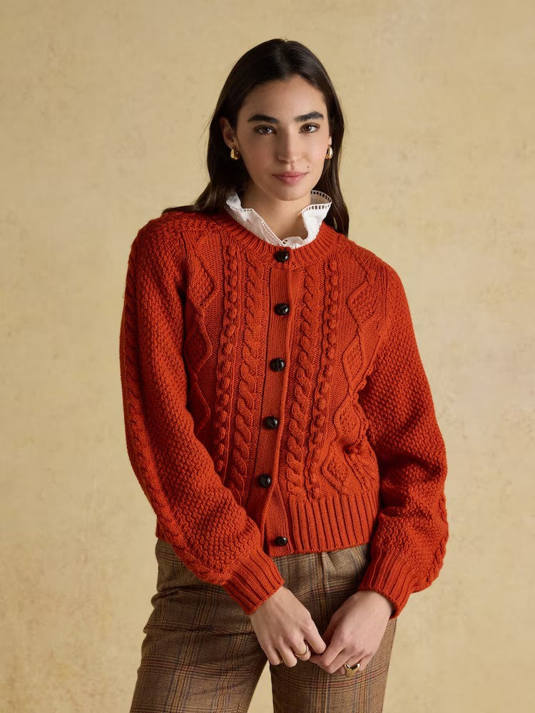 Rafferty Burnt Orange Cable Knit Cardigan