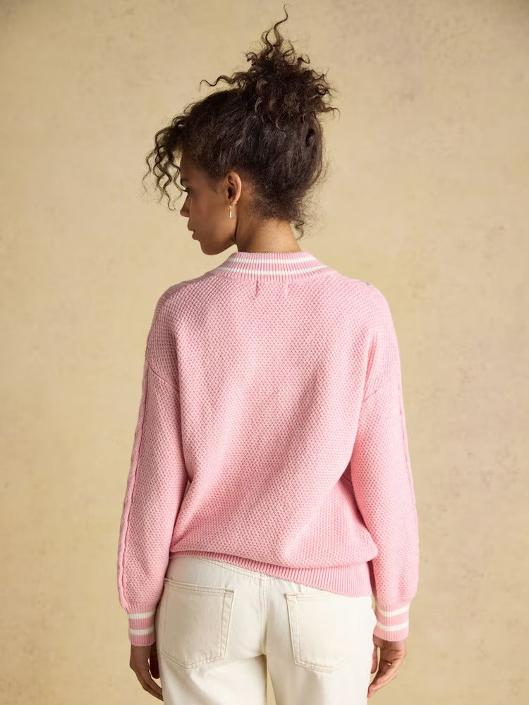 Pink Cable Knit Cricket Cotton Jumper