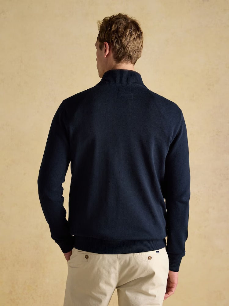Hillside Navy Blue Quarter Zip Knitted Jumper
