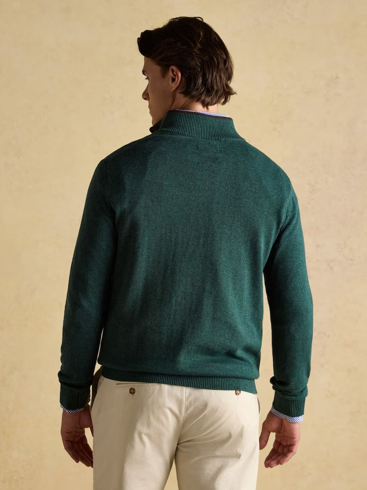 Hillside Dark Green Quarter Zip Knitted Jumper
