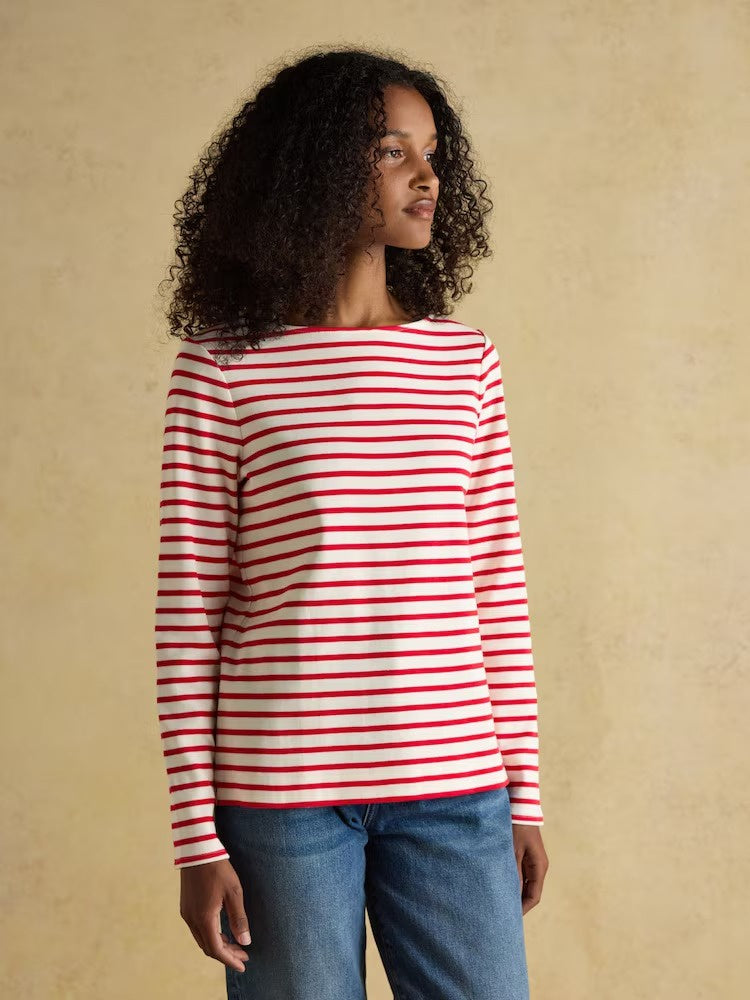 Harbour Cream/Red Boat Neck Breton Top