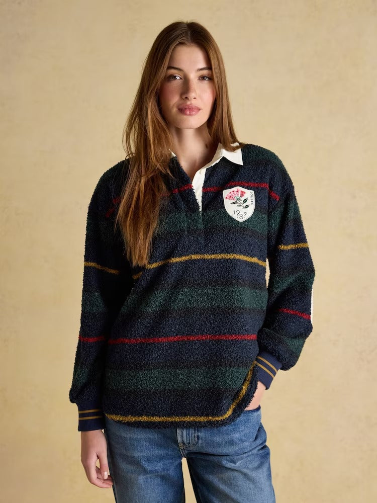 Navy Stripe Fleece Long Sleeve Rugby Shirt