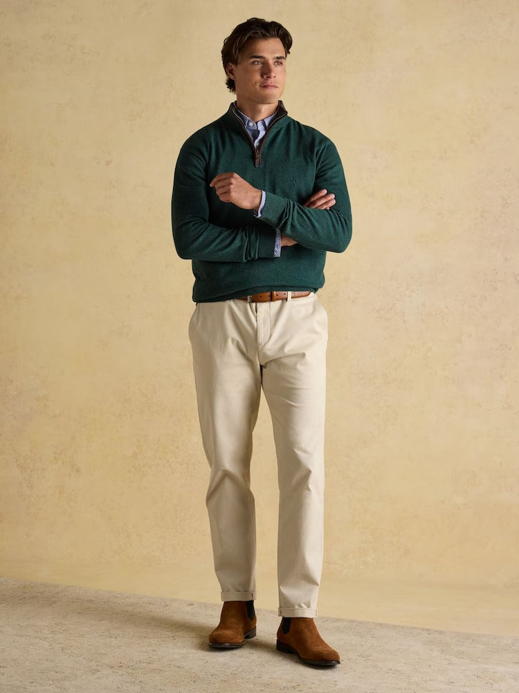 Hillside Dark Green Quarter Zip Knitted Jumper