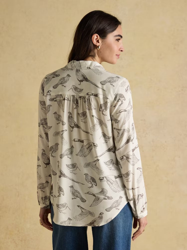 Elvina Bird print White Relaxed Fit Shirt
