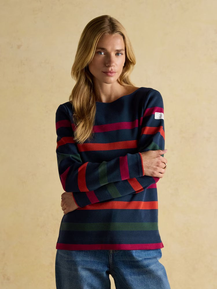 Harbour Navy Boat Neck 100% Cotton Breton Top