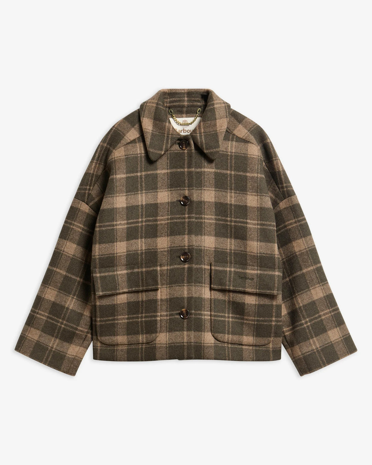 Myla Checked Wool Coat - Olive/Biscuit Check