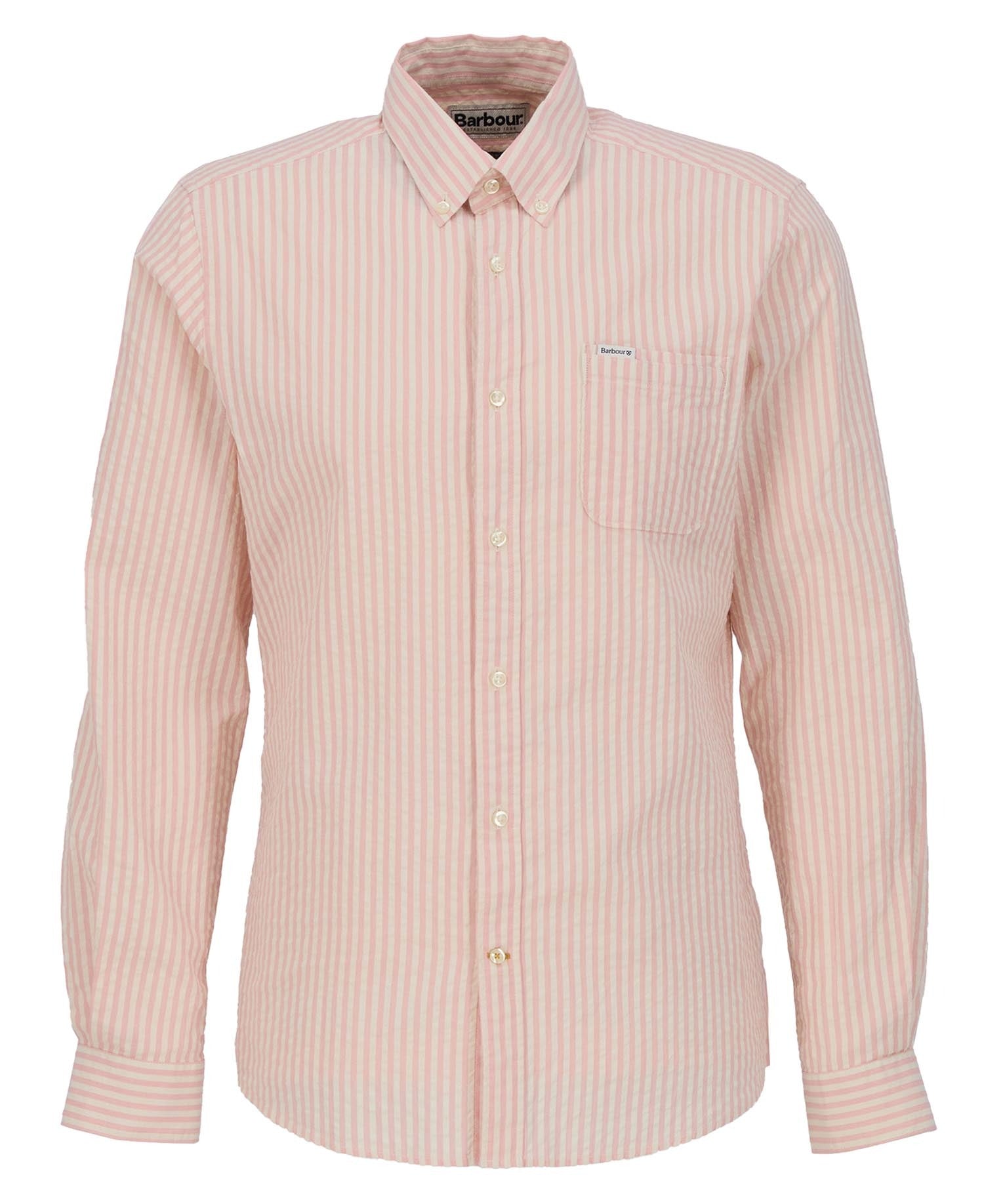 Cresswell Seersucker Tailored Long-Sleeved Shirt - Mineral Pink