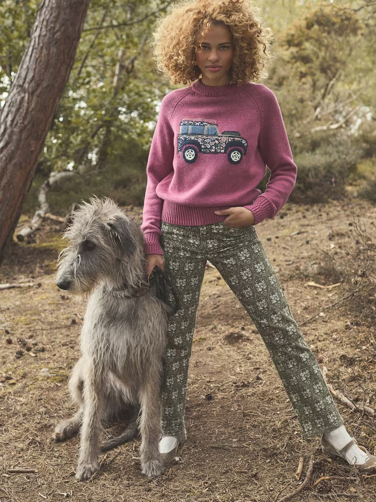 Rutland Pink Intarsia 4x4 Cotton Rich Knitted Jumper