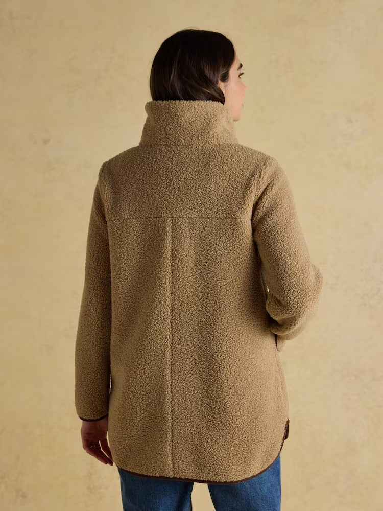 Sadie Taupe Longline Fleece Jacket