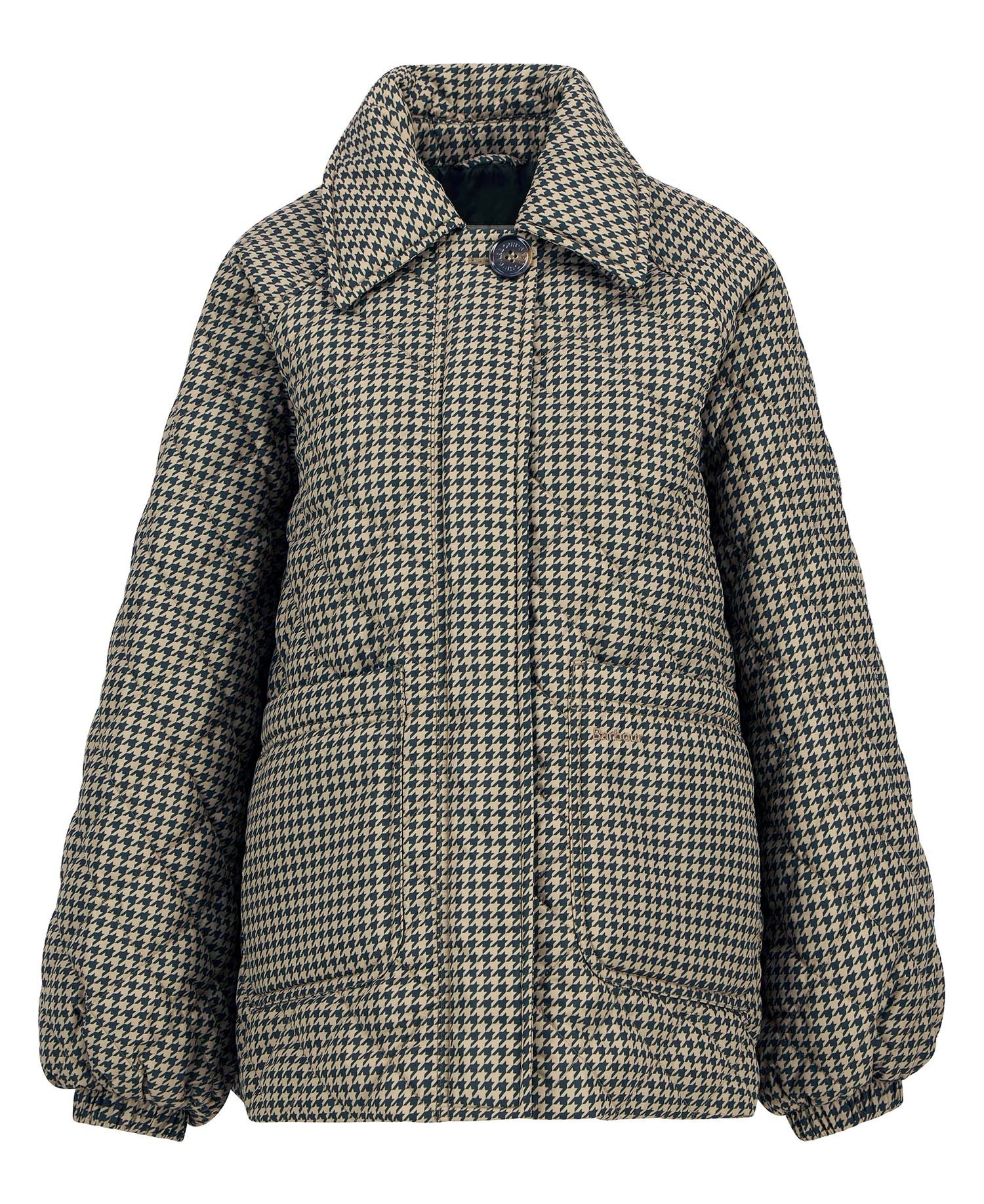 Laoise Check Quilted Jacket- Sage Houndstooth/Sand Dune