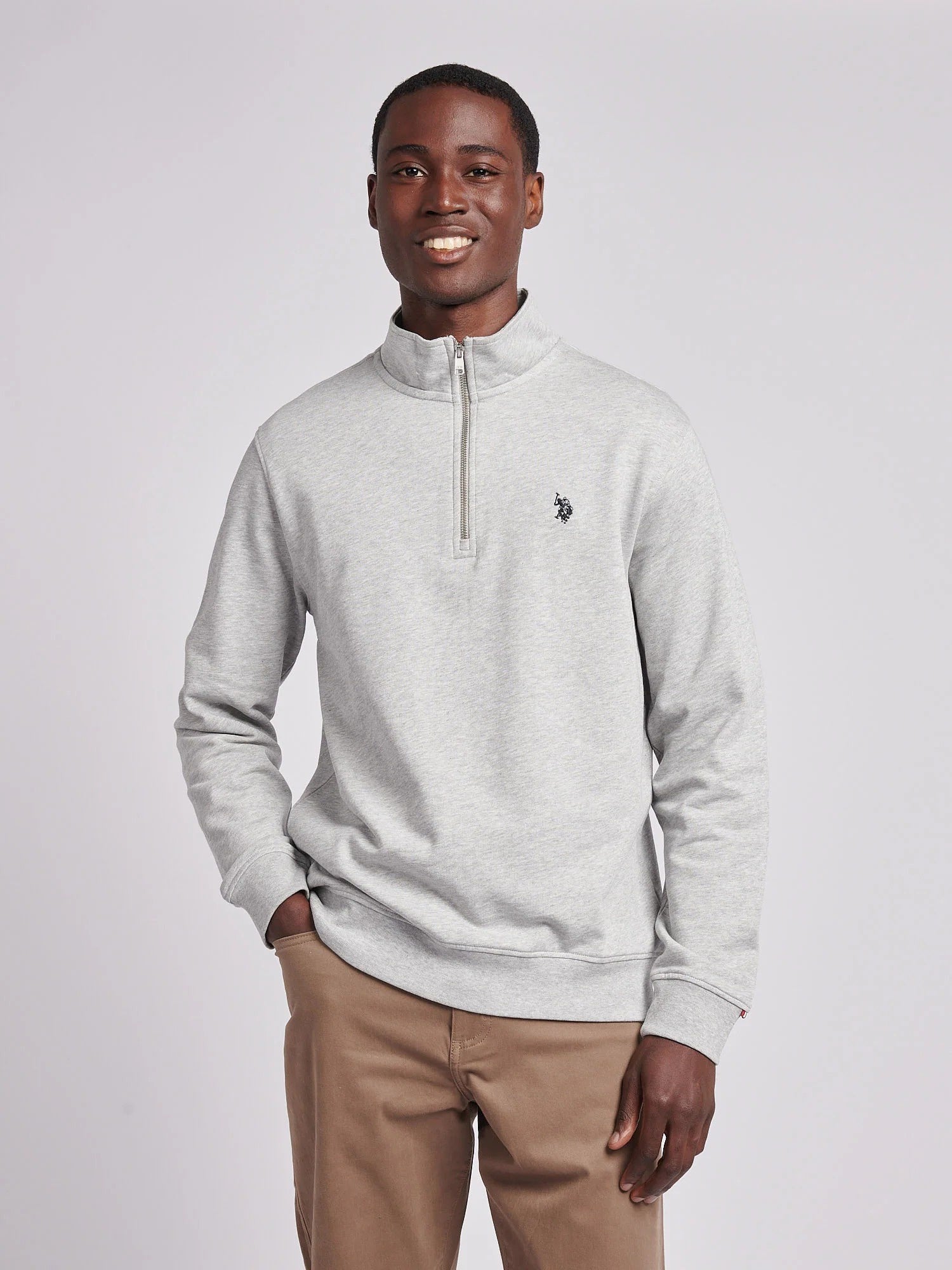 Men's 1/4 Zip Sweatshirt in Mid Grey Marl