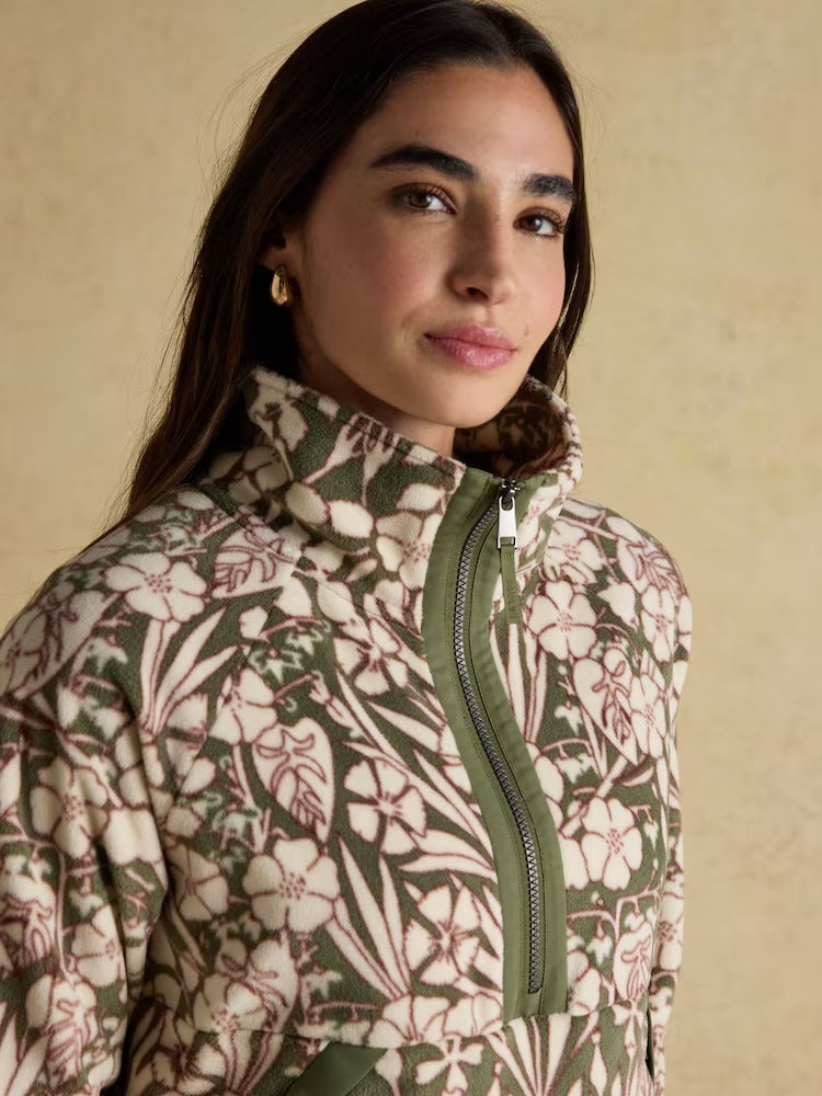 Olivia Green Floral Quarter Zip Fleece