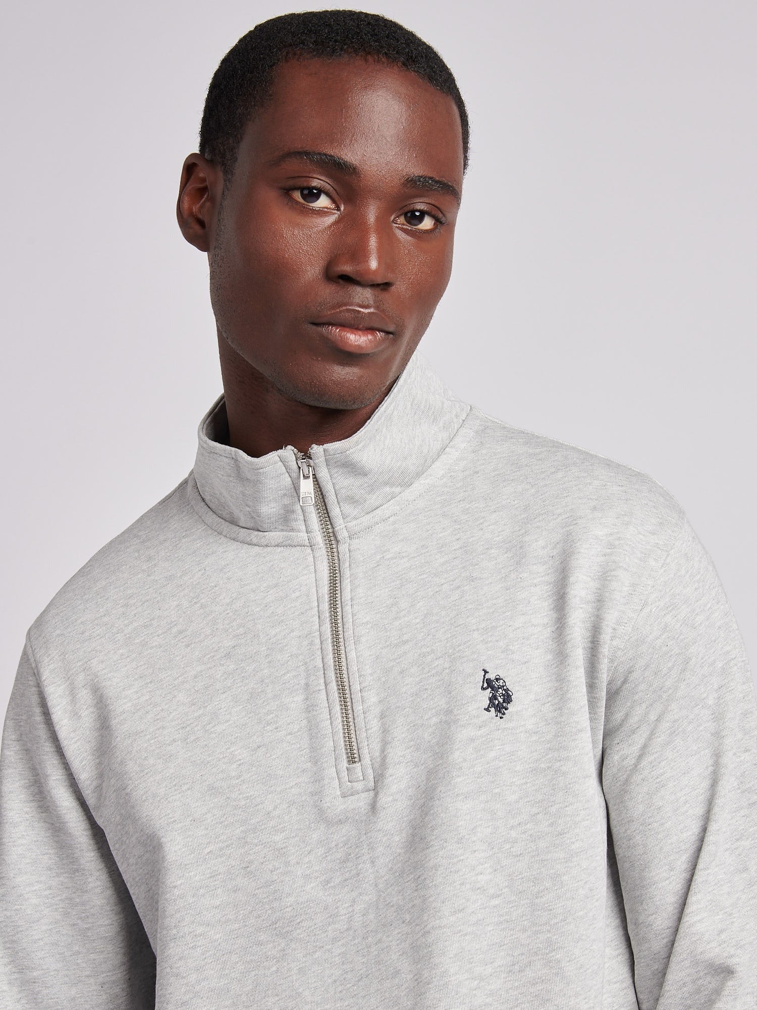 Men's 1/4 Zip Sweatshirt in Mid Grey Marl