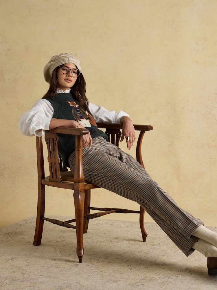 Ada Brown Elton Check Relaxed Trousers
