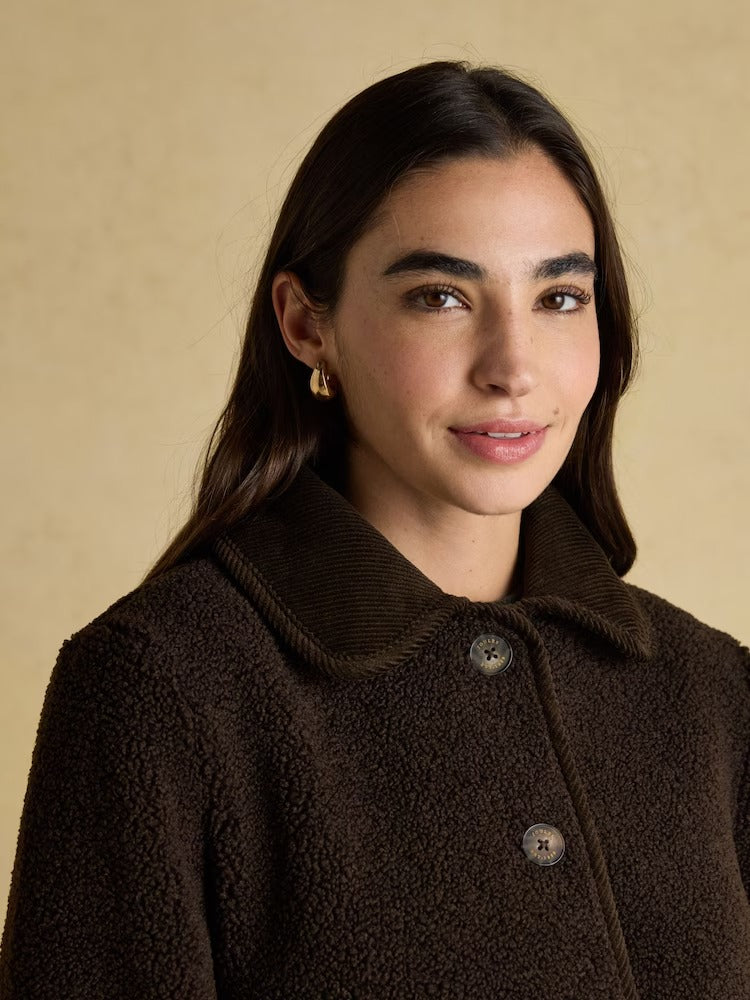 Sadie Chocolate Brown Collared Fleece Jacket
