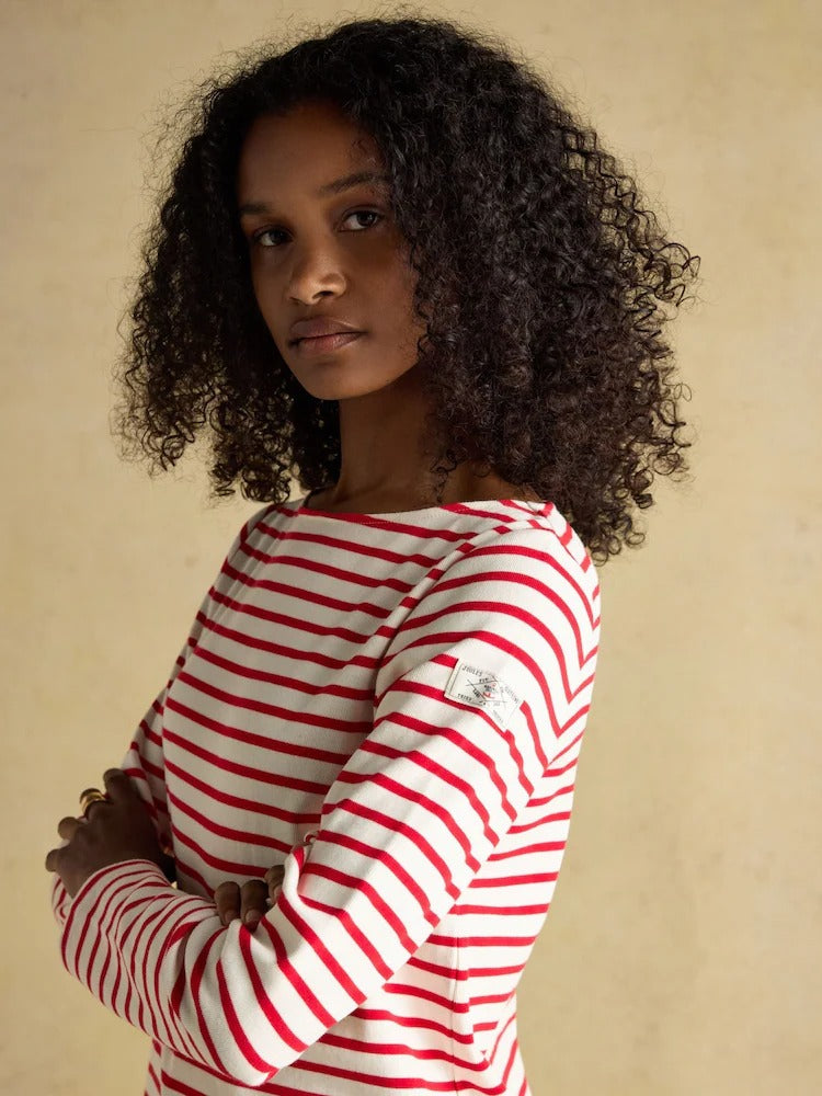 Harbour Cream/Red Boat Neck Breton Top