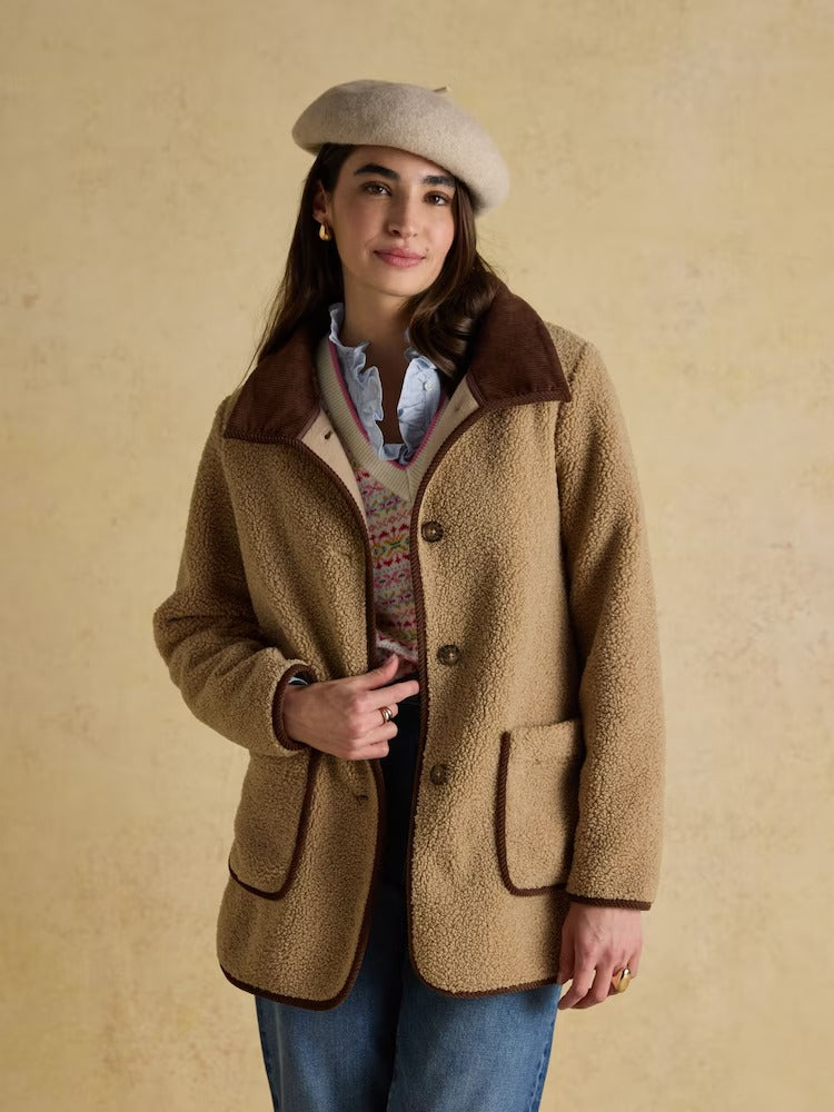 Sadie Taupe Longline Fleece Jacket