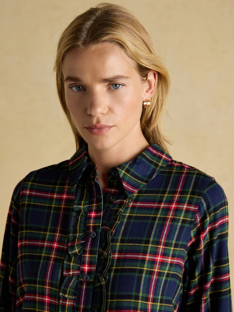 Selene Navy Brushed Ruffle Shirt