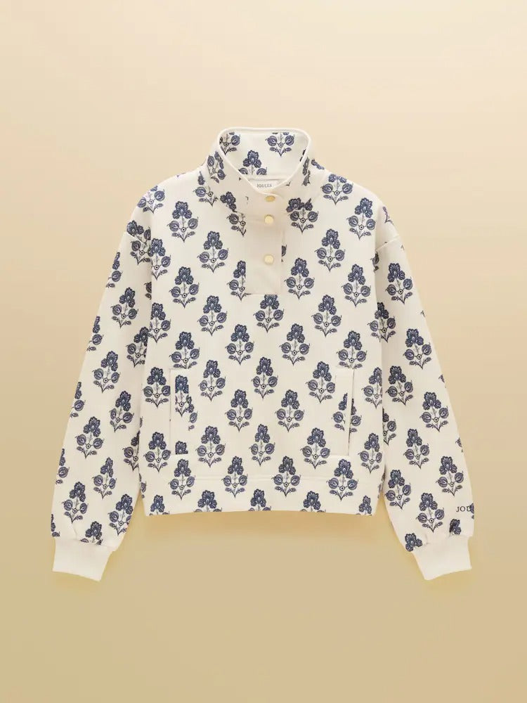 Lulworth Cream Foulard Print Popper Funnel Neck Sweatshirt